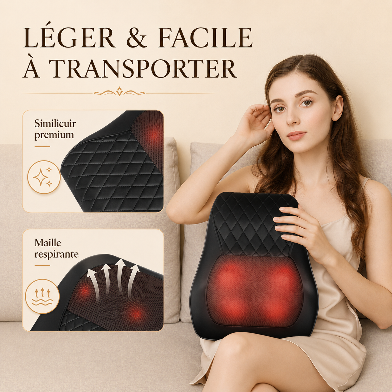 Coussin Massant Shiatsu 3D - Nuque, Dos & Épaules
